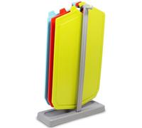 Chopping Board Set 3 Pcs - Colour Coded Plastic Cutting Boards with Stand & Drip Tray, Reversible BPA-Free, Large 37.5x23.5cm, Dishwasher Safe, Non-Slip Kitchen Boards for Meat, Veg, Fish