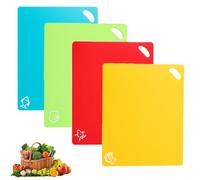 Chopping Board Set - 4 Pcs Kitchen Cutting Mat Flexible Mat Chopping Board Set Kitchen Ware with Colourful Food Icons Multicolour Flexible Fold for Cooking,Chopping