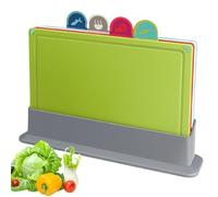 Chopping Board Set Creative Food Category 4pcs, Colorful Board Set with Storage Stand & Food Icon, Multi-Purpose Non-Slip Surface & Prevent Food Cross-Contamination