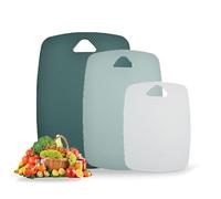 Chopping Board Set of 3 - Kitchen Cutting Boards, Dishwasher Safe, Multicolour, BPA Free Plastic Board with Non-Slip Back and Deep Drip Juice Groove for Vegetables and Fruits, Meat(Green)