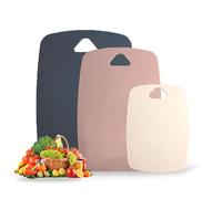 Chopping Board Set of 3 - Kitchen Cutting Boards, Dishwasher Safe, Multicolour, BPA Free Plastic Board with Non-Slip Back and Deep Drip Juice Groove for Vegetables and Fruits, Meat(Pink)