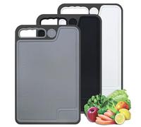 Chopping Board Set, Plastic Chopping Boards with Juice Grooves and Non-Slip Feet & Easy-Grip Handles, BPA-Free Non-Porous, Kitchen Cutting Boards for Meat, Veggies, Fruit, Seafood (3 Pack)