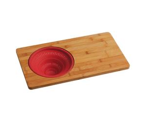 Chopping Board with Silicone Collapsible Colander - Bamboo
