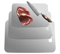Chopping Boards for the Kitchen - 3-Piece Stainless Steel Tool Set - Safe Metal Cutting Boards for Cutting, for Delicatessen Cheese, Home, Home, Restaurant, Dorm, Camping, Barbecue, Fishing