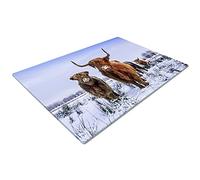 Chopping Boards | Glass Worktop Savers | Worktop Protectors Heat Resistant | Catering Chopping Boards | Chopping Boards Glass | Over The Sink Chopping Board | Large | Brown Snow White Blue Cow