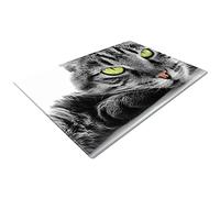 Chopping Boards | Glass Worktop Savers | Worktop Protectors Heat Resistant | Catering Chopping Boards | Chopping Boards Glass | Over The Sink Chopping Board | Large | Grey Cat Green Eyes Black