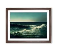 Choppy Sea Framed Print | A3 Walnut Framed Wall Art | Ready to Hang | Modern Nautical Picture | Living Room Bedroom Lounge Office