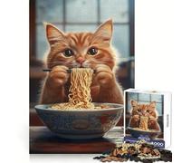 Chopstick Cat Feast Jigsaw Puzzle 1000 Piece for Adults Stress Less Indoor Fun Home Enjoyable Night Play (50x75cm)
