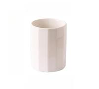 Chopstick Holder, Ceramic Storage Tube, Cream White，Striped style | KITCHEN DESK DUAL-USE: 12.5cm tall cream white crock, striped or smooth, 700ml, for cutlery, brushes, pens.