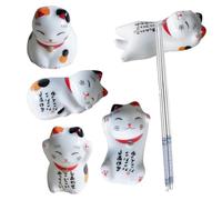Chopstick Rest - 5Pcs Tableware Stand, Household Dining Accessories, Lucky Cat Chopstick Stand, Ceramic Chopsticks Holder Rack | Decorative Chopstick_Rest for Forks Spoons Knives Brushes