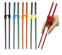 Chopsticks and Chop Stick Helpers 5 Pairs Set, Plastic Hinges Connector Training for Kids, Adults, Beginner, Trainers or Learner, Non-Slip Reusable and Replaceable, Dishwasher Safe(Cherry Blossom)