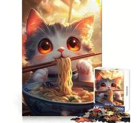 Chopsticks Cat Feast Jigsaw Puzzles 1000 Pieces for Teenagers Sharp Brain Neat Thick Family Pastime Christmas Idea (38x26cm)
