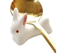 Chopsticks Holder - Bunny Shape Ceramic Spoon Holder - Fork Rest for Table - for Fork Flatware Pen Dining Table Home Desktop Kitchen Restaurant Hotel
