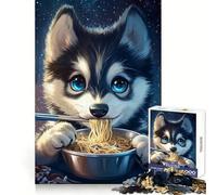 Chopsticks & Noodles Husky's Night Feast - 1000 Piece Jigsaw Puzzle for Adults Creative Fun Sharp Color Fun Challenge Birthday Art Gift (50x75cm)