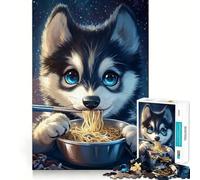 Chopsticks & Noodles Husky's Night Feast - 1000 Pieces Puzzles for Teenagers Calm Game Sharp Detail Fun Challenge Night Play (38x52cm)