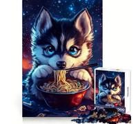 Chopsticks & Noodles Husky's Night Feast Jigsaw Puzzle 1000 Piece for Adults Logic Exercise Stress Less Family Activity Nice Decor (38x52cm)