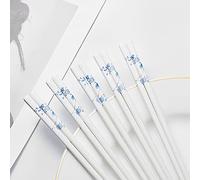 Chopsticks Reusable 5 Pairs Ceramic Chopsticks Dishwasher safe Blue chopsticks 9.7 Inches (Blue Stars)