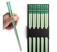 Chopsticks Reusable Dishwasher Safe, AYFDISHS 5 Pairs 9.56 Inches Lightweight Fiberglass Chopstick, Japanese Chinese Sakura Chopstick, Non-slip Chop Sticks, Green