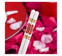 Chopsticks Set, Chinese Chopsticks Bone China, White Porcelain Chopsticks Premium Box,Reusable 5 Pair Japanese Sushi Chop Stick-24cm A(F)