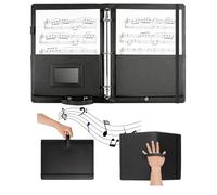 Choral Music Holder, PU Leather Choir Folder Black, Rings Binder for Piano and Stage Performance,Choir Folder,PU Leather Binder with Hand Strap