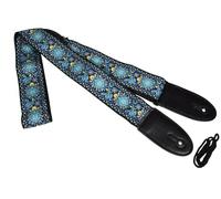 Chord | Fully Adjustable Delux Guitar Strap with Embroided Design | Blue Floral