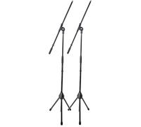 Chord | Heavy Duty Boom Microphone Stands with Adjustable Height | Foldable Tripod Mic Stand Twin Pack with Carry Bag | Professional Recording & Live