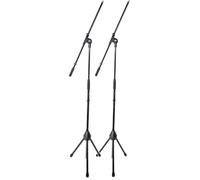 Chord | Heavy Duty Boom Microphone Stands with Adjustable Height | Foldable Tripod Mic Stand Twin Pack with Carry Bag | Professional Recording & Live Performance Boom Arm Stands