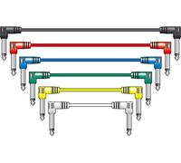 Chord | Audio Patch Lead 6.3mm Mono Jack Plug to 6.3mm Mono Jack Plug | Mixed Colour Pack of 6 | 0.15 Meter Cables