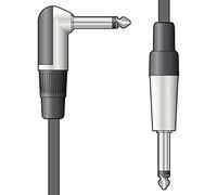 qtx 3 m 6.3 mm Mono Jack to 6.3 mm Right Angled Jack Guitar Lead - Black