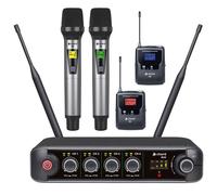 Chord XU4 Quad UHF Wireless Microphone System - 4 Mic Set with 2 Handheld & 2 He