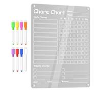 Chore Board - Clear Acrylic Dry Erase Checklist | Magnetic Weekly Task Board, 8 Markers, 15.7x11.8 Inch, For Teens, Family, Adults, Kitchen