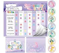 Chore Chart for Kids, Magnetic Reward Chart for Kids at Home, Behavior Chart Pad with 26 Chore Charts, 1680 Star Stickers, 84 Motivational Stickers to Motivate Responsibility & Good Habits (Mermaid)