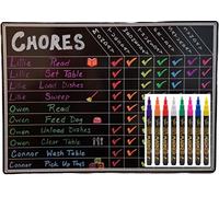 Chore Chart with 8 Liquid Chalk Markers for Kids Magnetic Responsibility Behavior Rewards Charts Calendar for Multiple Kids