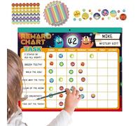 Chores Chart for Children | Magnetic School Behavior Tracker - Reusable Reward Table with Stickers for Daily Routine Management for Home Kindergarten School Refrigerator
