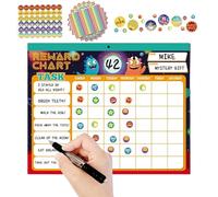 Chores Table for Children - Magnetic School Behavior Tracker, Reusable Award Table with Stickers for Daily Routine Management for Home, Kindergarten, School Refrigerator