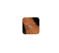 chorfla Cross Beaded Bracelets for Men Initial A - Z Faith Cross Bracelets, Stainless Steel Fashion Initial Charm Chain Bracelet Religious Jewelry Gift for Men, One size, no gemstone