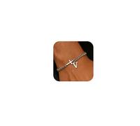 chorfla Cross Beaded Bracelets for Men Initial A - Z Faith Cross Bracelets, Stainless Steel Fashion Initial Charm Chain Bracelet Religious Jewelry Gift for Men, One size, no gemstone