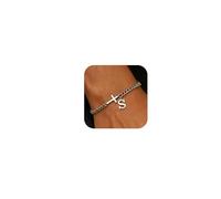 chorfla Cross Beaded Bracelets for Men Initial A - Z Faith Cross Bracelets, Stainless Steel Fashion Initial Charm Chain Bracelet Religious Jewelry Gift for Men, One size, no gemstone