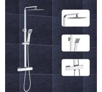 Chorme Square Exposed Thermostatic Shower Set Shower Head And Handheld Wras Approved