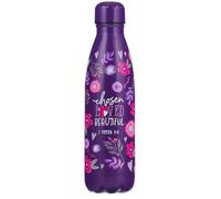 Chosen Loved Beautiful Purple Stainless Steel Water Bottle - 1 Peter 2:9 | Double Wall Vacuum Sealed, Chosen, Loved, Beautiful Bible Verses, Twist Cap, Leak/Spill-Proof, Purple Floral, Slim, 17 oz.