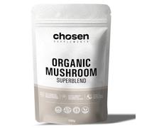 Chosen Supplements Organic Mushroom Superblend Powder | 7 Organic Dual-Extract Mushrooms: Lion’s Mane, Chaga, Cordyceps, Reishi, Tremella, Maitake, Shiitake | Certified Organic (100g)