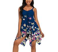 CHOSERL Women‘s Floral Plus Size Swimsuit One Piece Swim Dress Tummy Control Swimwear with Shorts (A-Butterfly, XL)