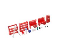 Chosertory 1/64 Scale Diorama Garage Accessories, Realistic Miniature Traffic Roadblock, Miniature Workshop Repair Tool Model for Sand Table DIY Scene Accessories, Chair and bench set
