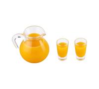 Chosertory 1 Piece Miniature Beverage Dispenser Set with Rounded Glass Pitcher and Matching Cups for Dollhouse Dining Area Café Table Staging Suitable for