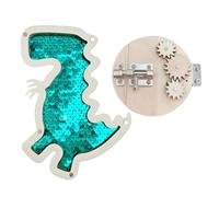 Chosertory 2 Pieces Busy Board Interactive Activity Board Sensory Toy Wooden Gear Latch Accessory Suitable for Early Education Home Decoration Gift Gi, Green dinosaur
