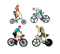 Chosertory 4 Pieces 1/87 Scale Driver Model Miniature Figure Diorama Landscape Cycling Simulated Tiny People Model for Miniature Scene