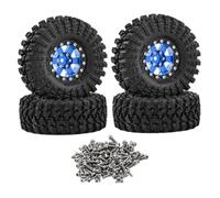 Chosertory 4 Pieces RC Car Tires Wheels Simulation Spare Parts Simple Installation Aluminum Alloy Suitable for Building Models And, Blue