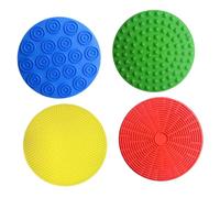 Chosertory 4 Textured Silicone Sensory Mats Soft Textured Pads for Kids Calm Down Item Tactile Mats Fidget Wall Toys Sensory Circle Pads for Autistic Children Games, Active Play