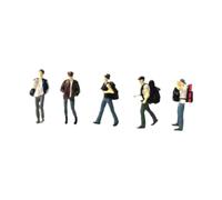 Chosertory 5 Pieces Miniature Figurines Tiny People Model Backpacker 3D Character Resin Figure Suitable for Dollhouse Fairy Scene Decoration, Style A