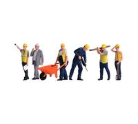 Chosertory 6 Miniature Figures, Model Construction Workers, Human Figures, Resin, Hand-painted, Detailed, for Model Landscapes, Photo Projects, Collection, Style B